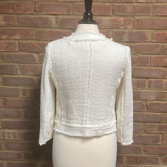 Rebecca Taylor Off White Tweed Jacket Size 8 - Picture 4 of 9